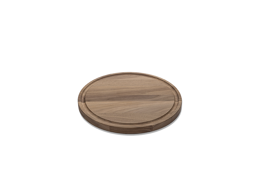Walnut - R10 - Small Round Cutting Board with Juice Groove 10-1/2''x3/4''